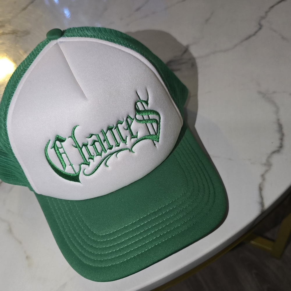 💚3/$15 Chances Green and White Trucker Hat